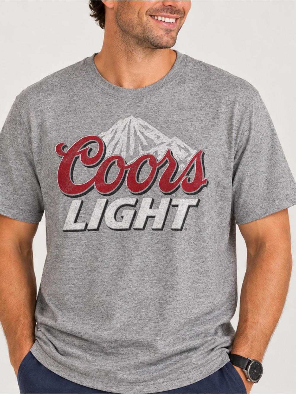 Coors Light Men’s Large Graphic T-Shirt Harbor Crab’s Beer Tee Gray